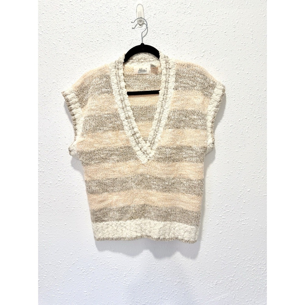 vintage 90s Alicia wool‎ blend striped sleeveless V-neck sweater vest M